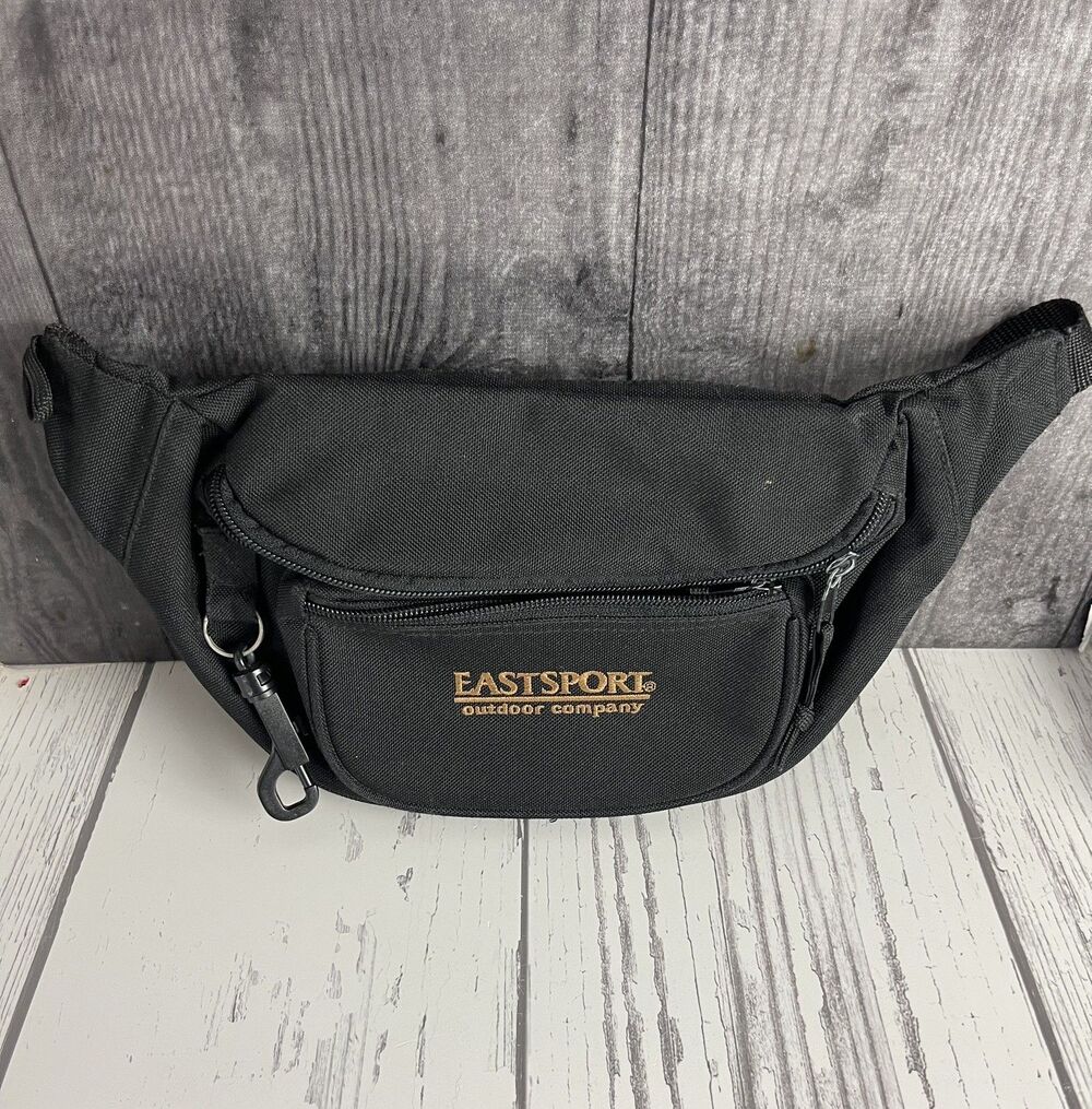 Vintage Eastport Fanny Pack Black Zip Waist Bag Crossbody